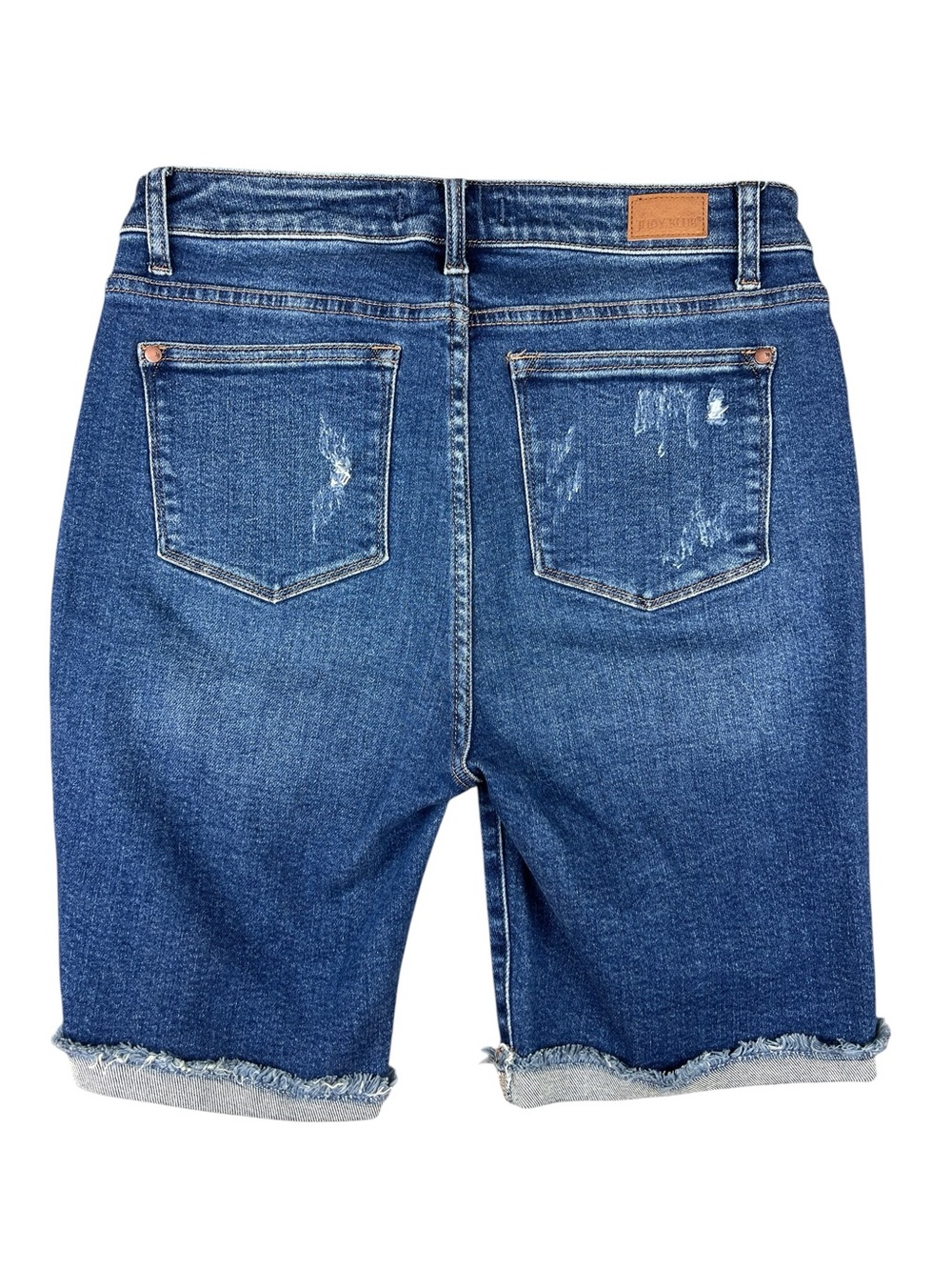 Judy Blue Shorts Women Large bermuda Distressed Denim Rolled Cuff Casual Stretch - Picture 3 of 10